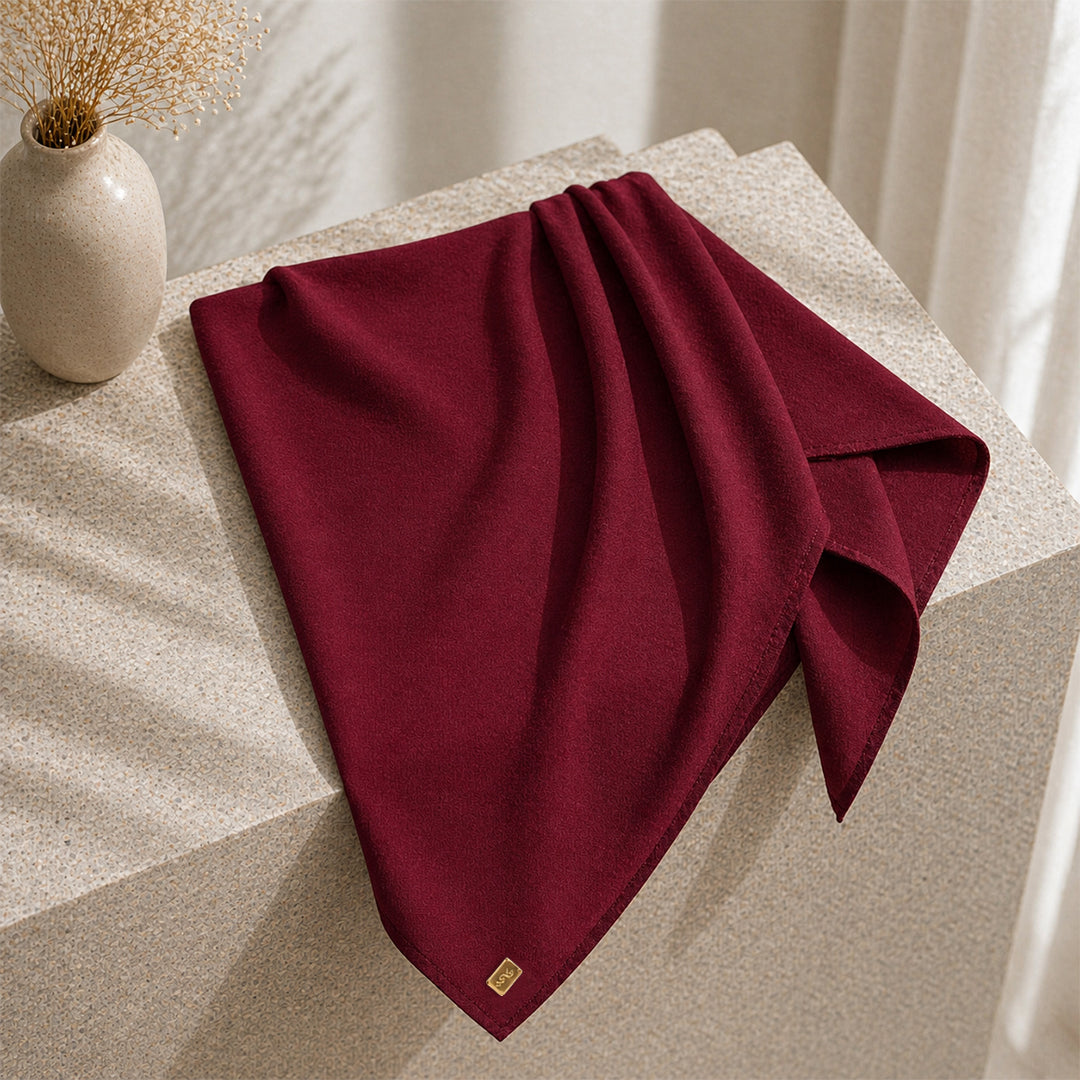 Hijab Square Maroon hijab muslim premium wanita tampak atas — First Hijab Collection Falyae