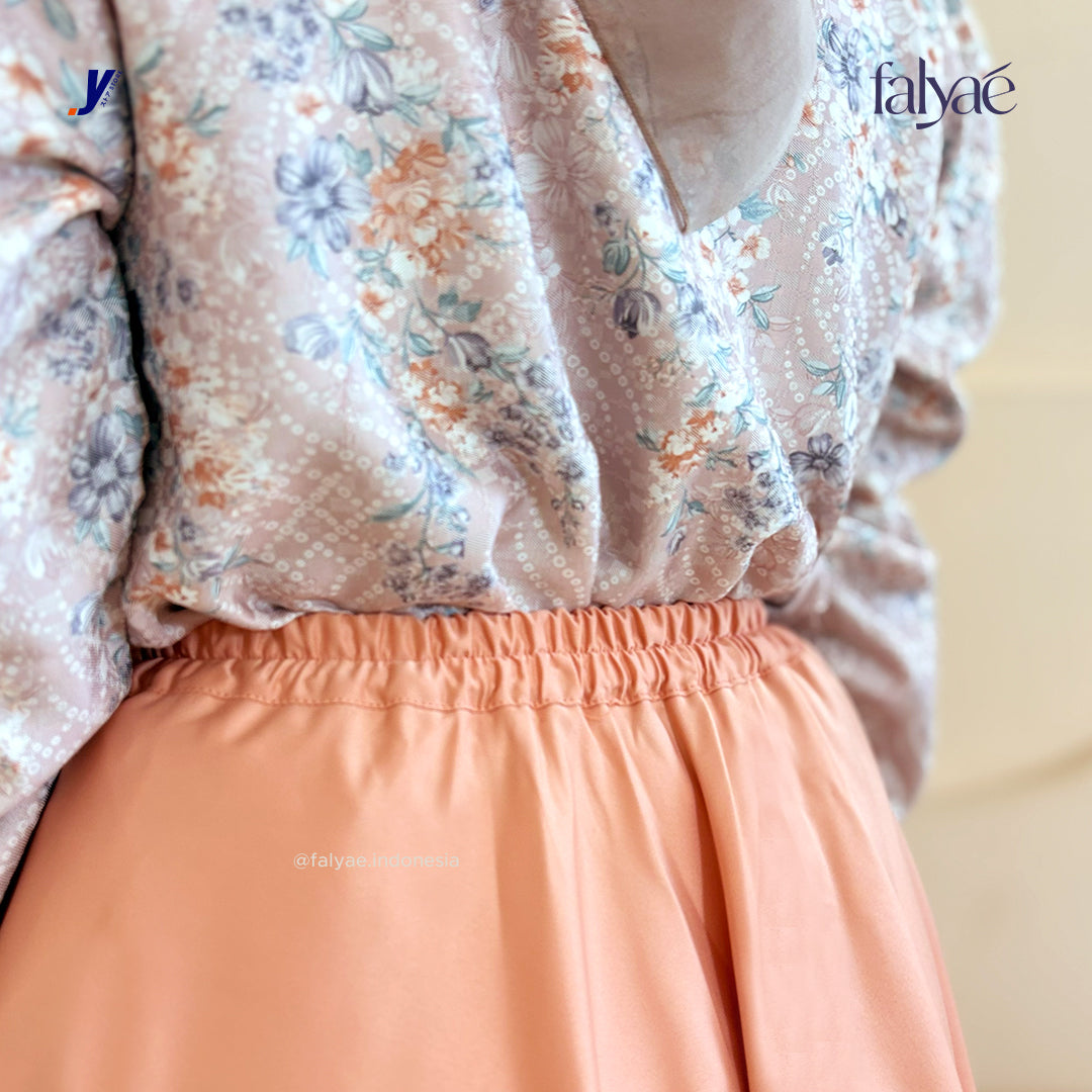 FALYAE - LUNA Rok Wanita Loose Maxi Fuji Skirt Pink | Rok Kerja Korean Style | Flare Skirt Highwaist