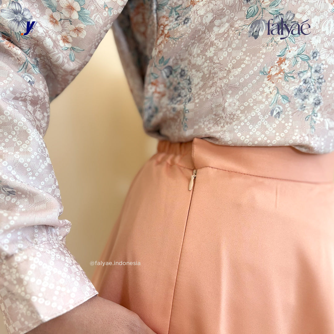 FALYAE - LUNA Rok Wanita Loose Maxi Fuji Skirt Pink | Rok Kerja Korean Style | Flare Skirt Highwaist