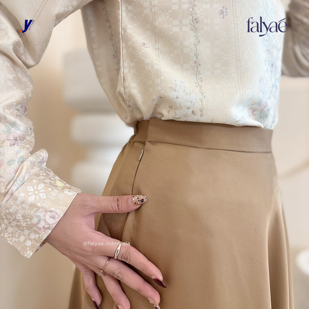 FALYAE - LUNA Rok Wanita Loose Maxi Fuji Skirt Gold | Rok Kerja Korean Style | Flare Skirt Highwaist (Copy)