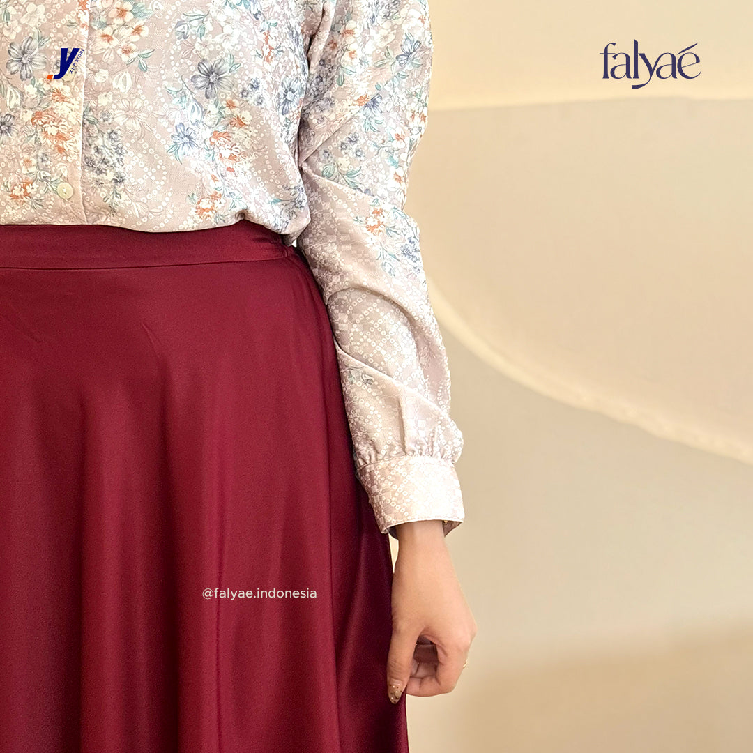 FALYAE - LUNA Rok Wanita Loose Maxi Fuji Skirt Maroon | Rok Kerja Korean Style | Flare Skirt Highwaist (Copy) (Copy) (Copy) (Copy)