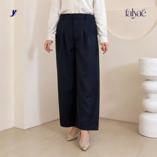 FALYAE - Nara Loose High Waist Pants Navy | Celana Formal Wanita | Celana Kerja Wanita