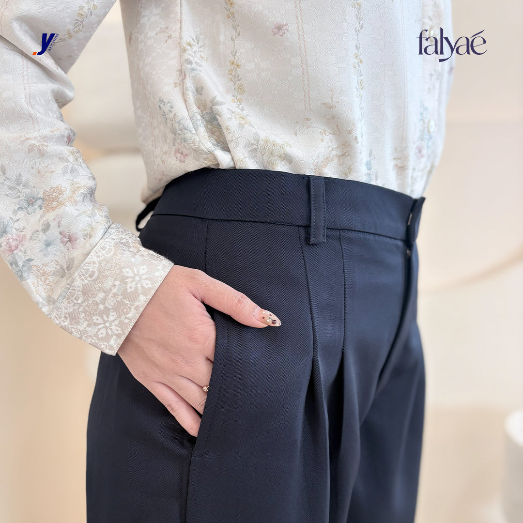 FALYAE - Nara Loose High Waist Pants Navy | Celana Formal Wanita | Celana Kerja Wanita