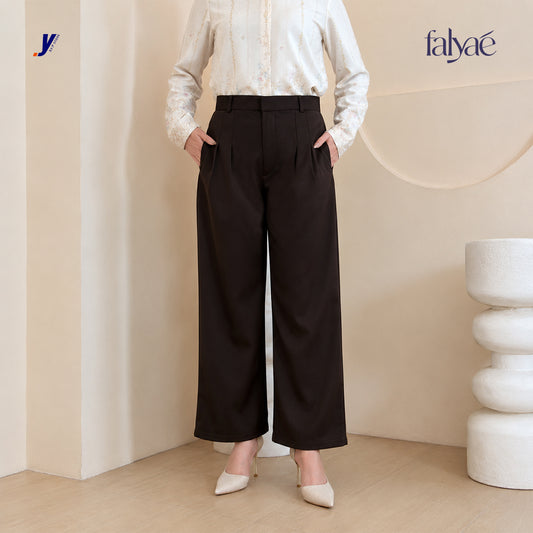 FALYAE - Nara Loose High Waist Pants Coffee | Celana Formal Wanita | Celana Kerja Wanita (Copy) (Copy)