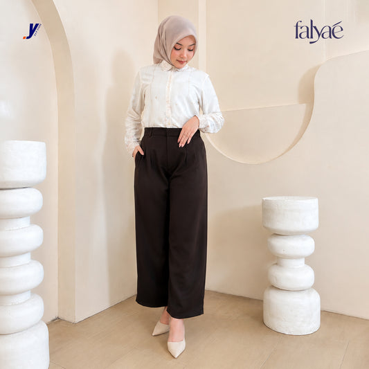 FALYAE - Nara Loose High Waist Pants Coffee | Celana Formal Wanita | Celana Kerja Wanita (Copy) (Copy)