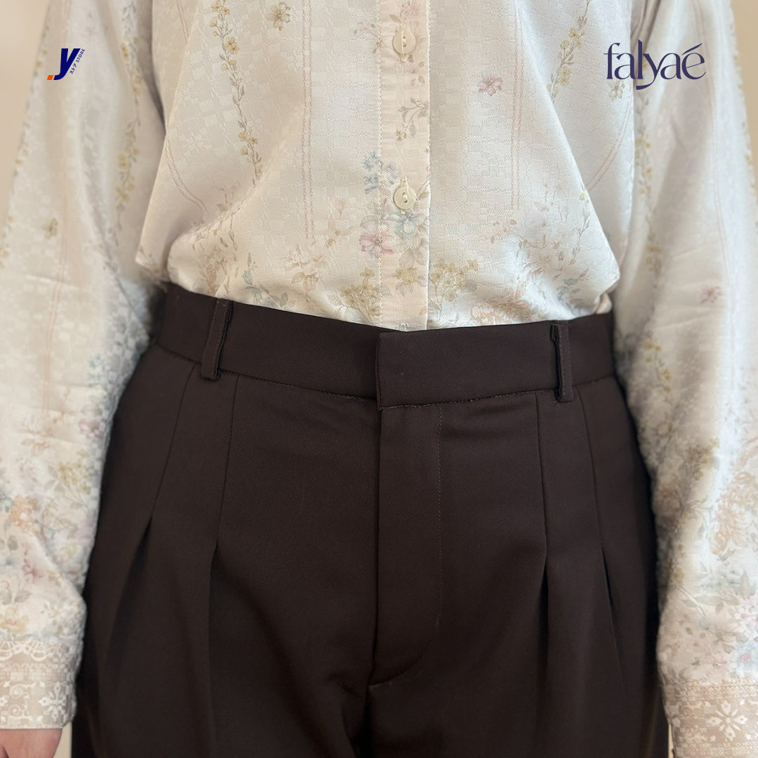 FALYAE - Nara Loose High Waist Pants Coffee | Celana Formal Wanita | Celana Kerja Wanita (Copy) (Copy)