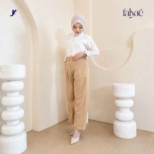 FALYAE - Nara Loose High Waist Pants Cream | Celana Formal Wanita | Celana Kerja Wanita (Copy)