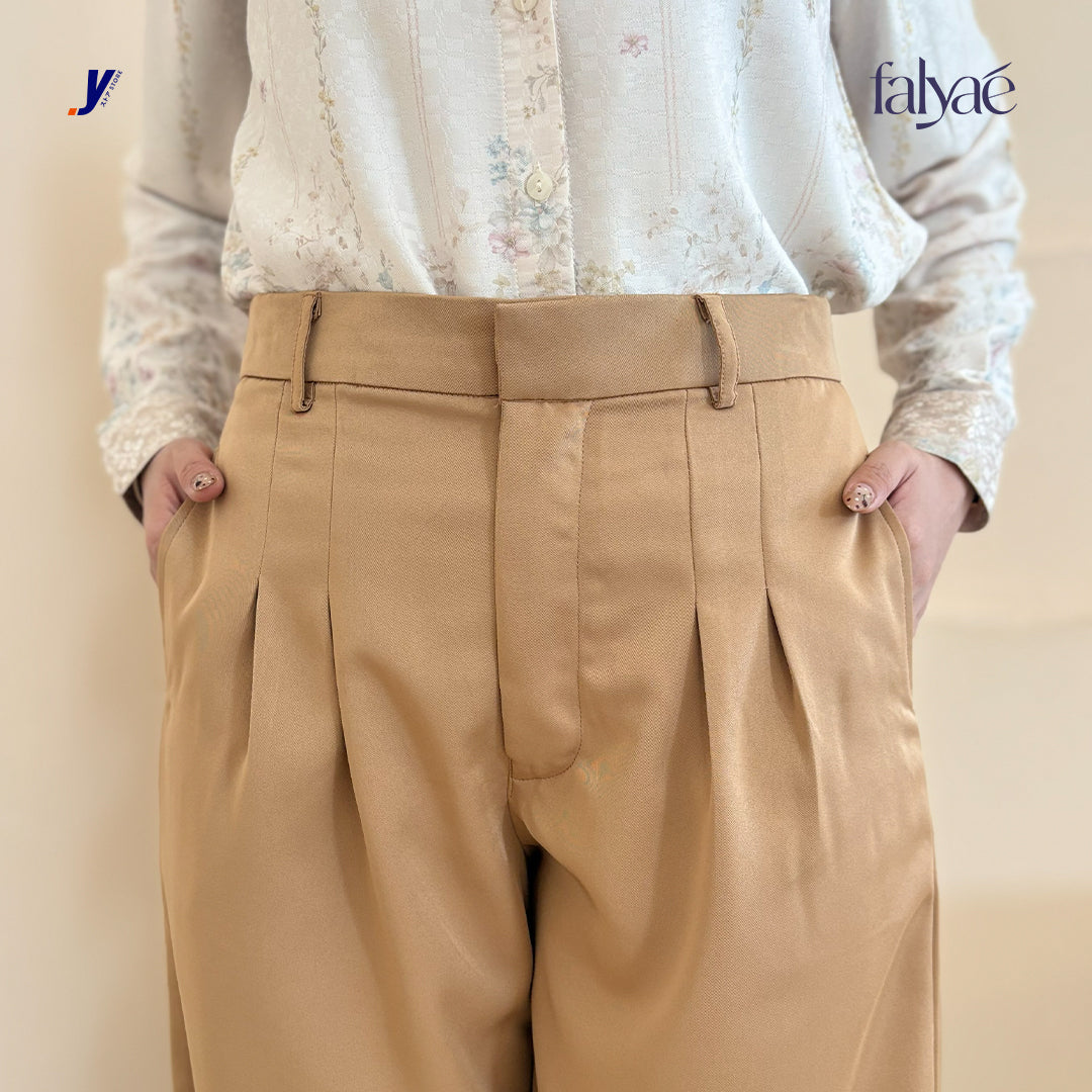 FALYAE - Nara Loose High Waist Pants Cream | Celana Formal Wanita | Celana Kerja Wanita (Copy)