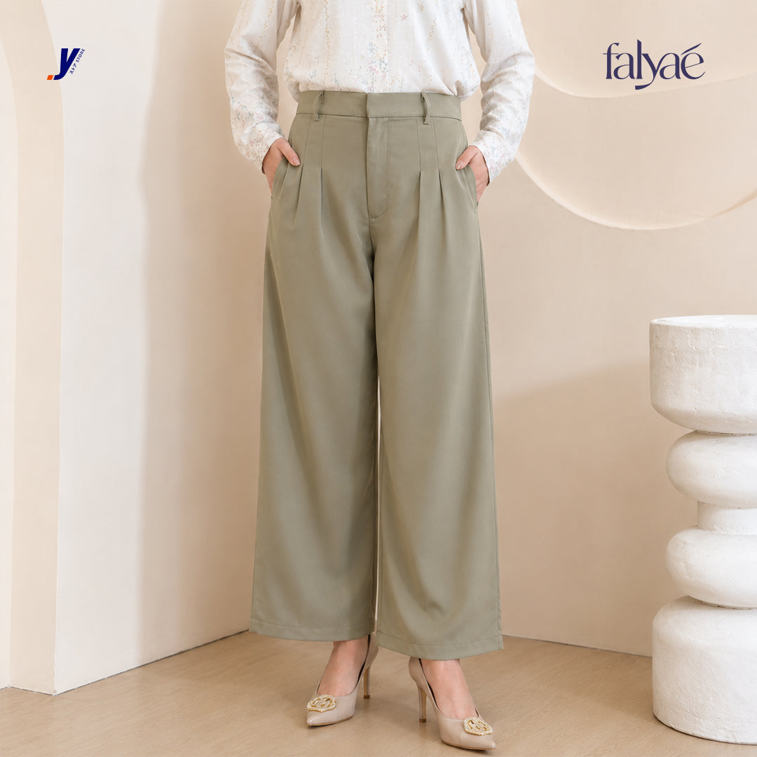 FALYAE - Nara Loose High Waist Pants Olive | Celana Formal Wanita | Celana Kerja Wanita (Copy) (Copy) (Copy)