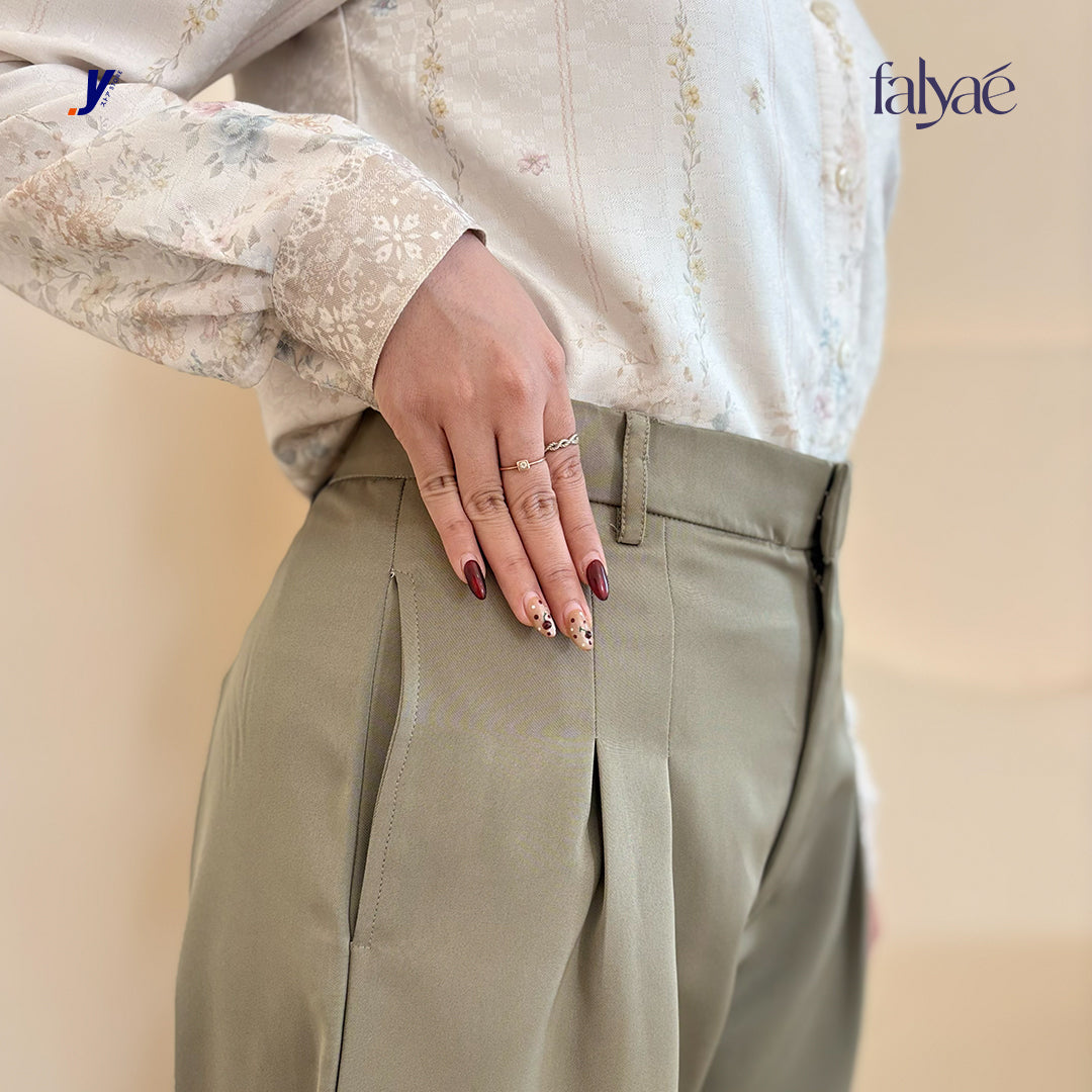 FALYAE - Nara Loose High Waist Pants Olive | Celana Formal Wanita | Celana Kerja Wanita (Copy) (Copy) (Copy)
