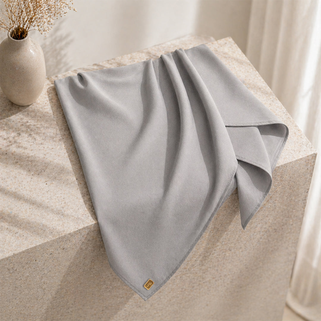Hijab Square Dark Grey hijab muslim premium wanita tampak atas — First Hijab Collection Falyae