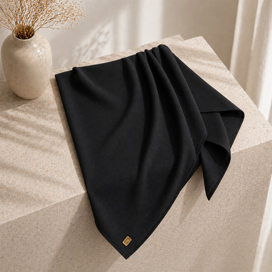 Hijab Square Black hijab muslim premium wanita tampak atas — First Hijab Collection Falyae